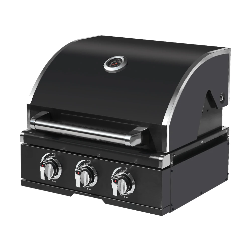Outdoor BBQ Kitchen Configuration Black Titanium Coated 304 Stainless Steel 3 Burner  Grill