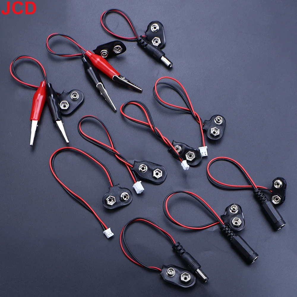 5pc 9V Battery Connector Power Clips DC Jack Male Female Alligator Snap Adapter Wire Holder Cable 9 Volt Lead Socket Plug Barrel