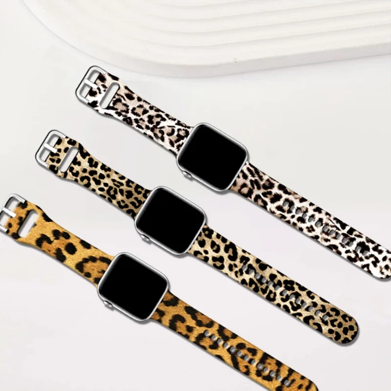 Leopard Strap for Apple Watch Band 42mm 46mm 45mm 40mm 44mm 49mm Silicone Watchband Bracelet for IWatch 10 9 Ultra 2 8 SE 7 6 3