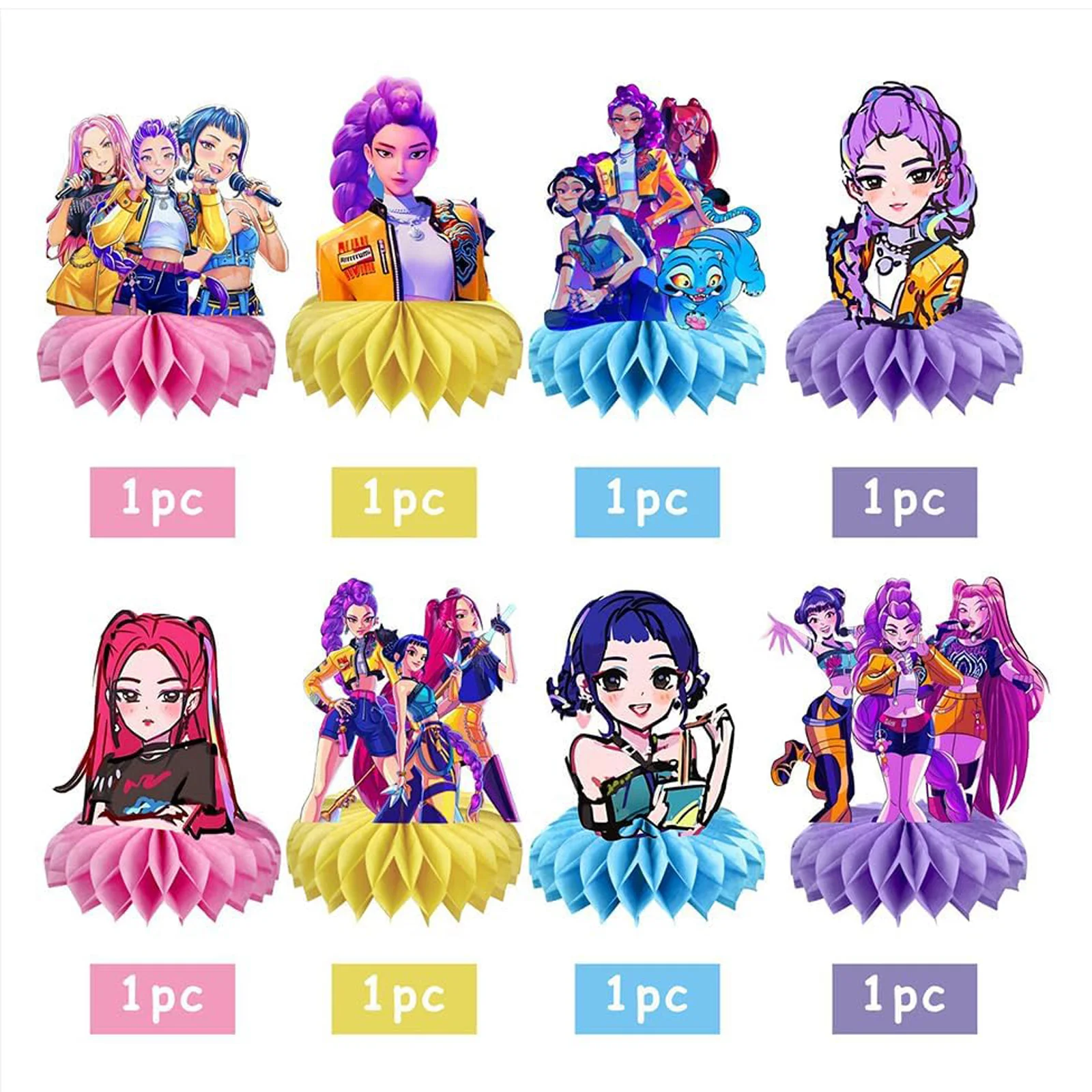 Décorations de table en nid d'abeille sur le thème des chasseurs de démons Kpop, pour fêtes d'anniversaire, baby showers, cadeaux et décorations de table