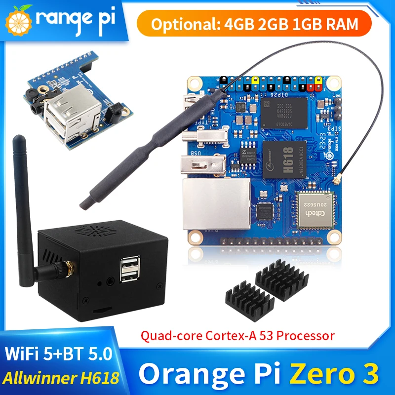 

Orange Pi Zero 3 4GB 2GB 1GB RAM Allwinner H618 64-bit 16MB SPI Flash Dual Band WiFi5+BT 5.0 Gigabit LAN Port Single Board