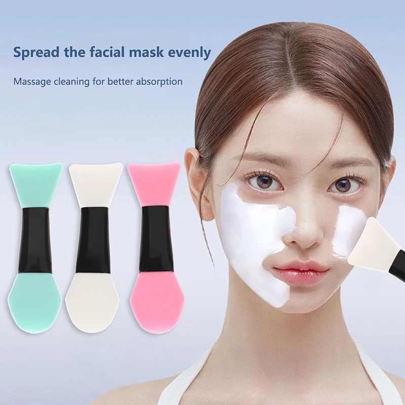 

Double Head Silicone Facial Mask Brush DIY Mask Mud Scraper Cream Scoop Foundation Brush Face Skin Care Tool