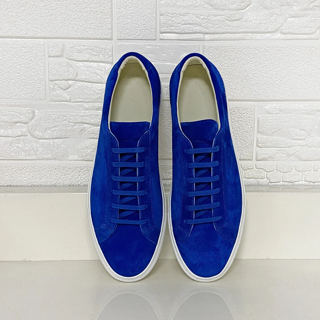 DONNAIN Luxury Suede Leather Electric Blue Couples Flats Minimalism 365 Days Sneakers Comfortable Unisex Casual Shoes Plus Size