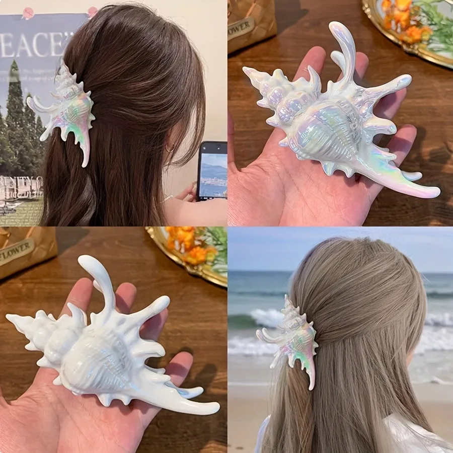Nischenmode am Meer, Urlaubsstil, Muschel-Haarklammer, Ozean-Haarschmuck, Kopfbedeckung, Nischengeschenke, Hinterkopf-Haarstyling