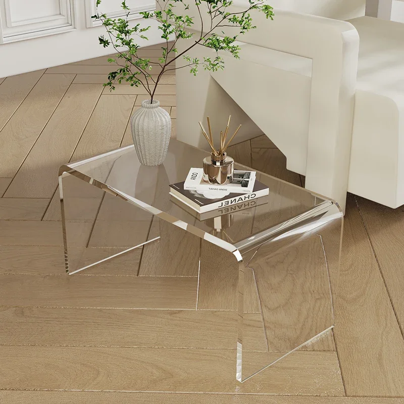 Acrylic Sofa Coffee Tables Living Room Bedside Side Table Modern Removable Room Table U-shaped Design Living Room Furniture image 2