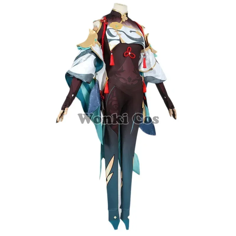 

Game Impact Shenhe Cosplay Costume Wig Women Party Costumes Outfits Shen He Jumpsuit Full Set Cosplay