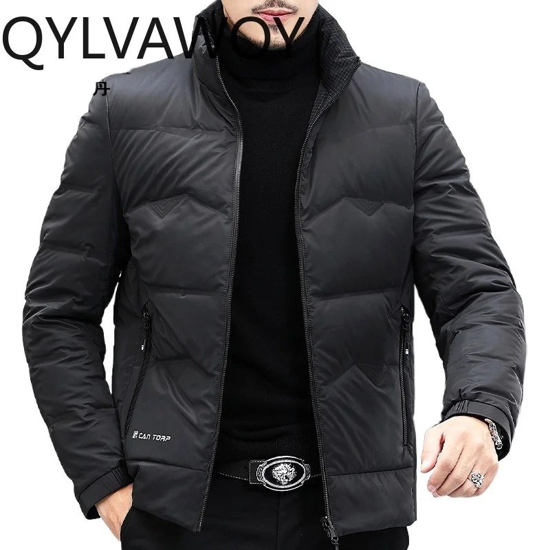 QYLVAWOY 100% بوليستر 2020 جديد للرجال سميك قصير الأكمام أسفل سترة منتصف الشباب ملابس خارجية معطف الشتاء الرجال LJ2188