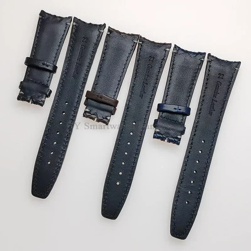 20mm 22mm Leather Watch Strap for IWC Pilot Series 371614/503312 Curved End Flat Wrist Band Metal Folding Clasp Braided Bracelet