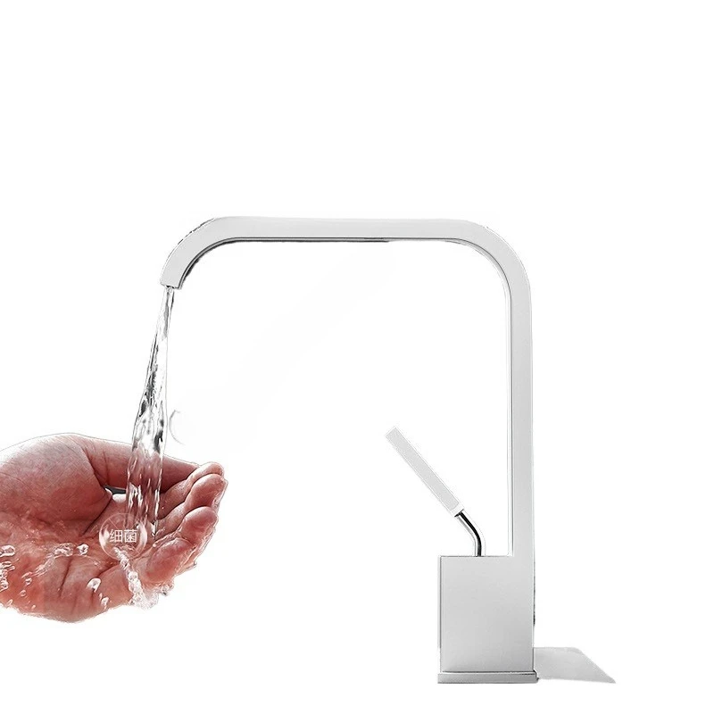 

European Waterfall All Copper Wash Basin Faucet Hot and Cold White Square Toilet Bathroom Faucet