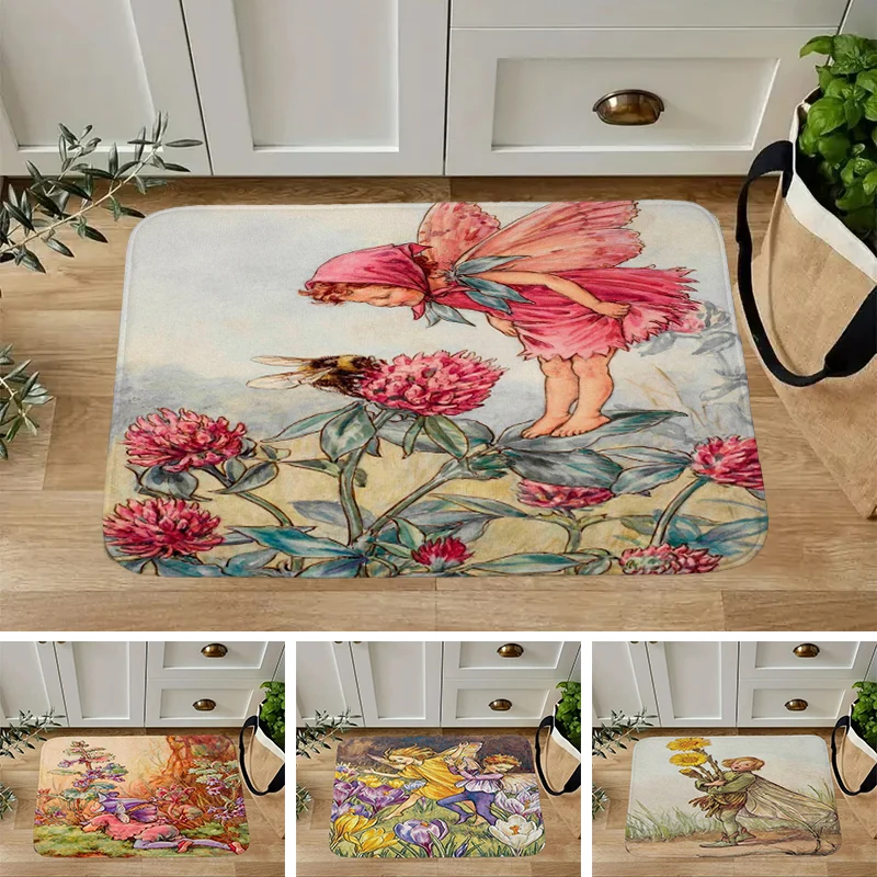 

Cartoon Children Rug Living Room Entrance Doormat Fairy Tale World Elves Print Door Mat Pattern Kitchen Front Non-slip Rug