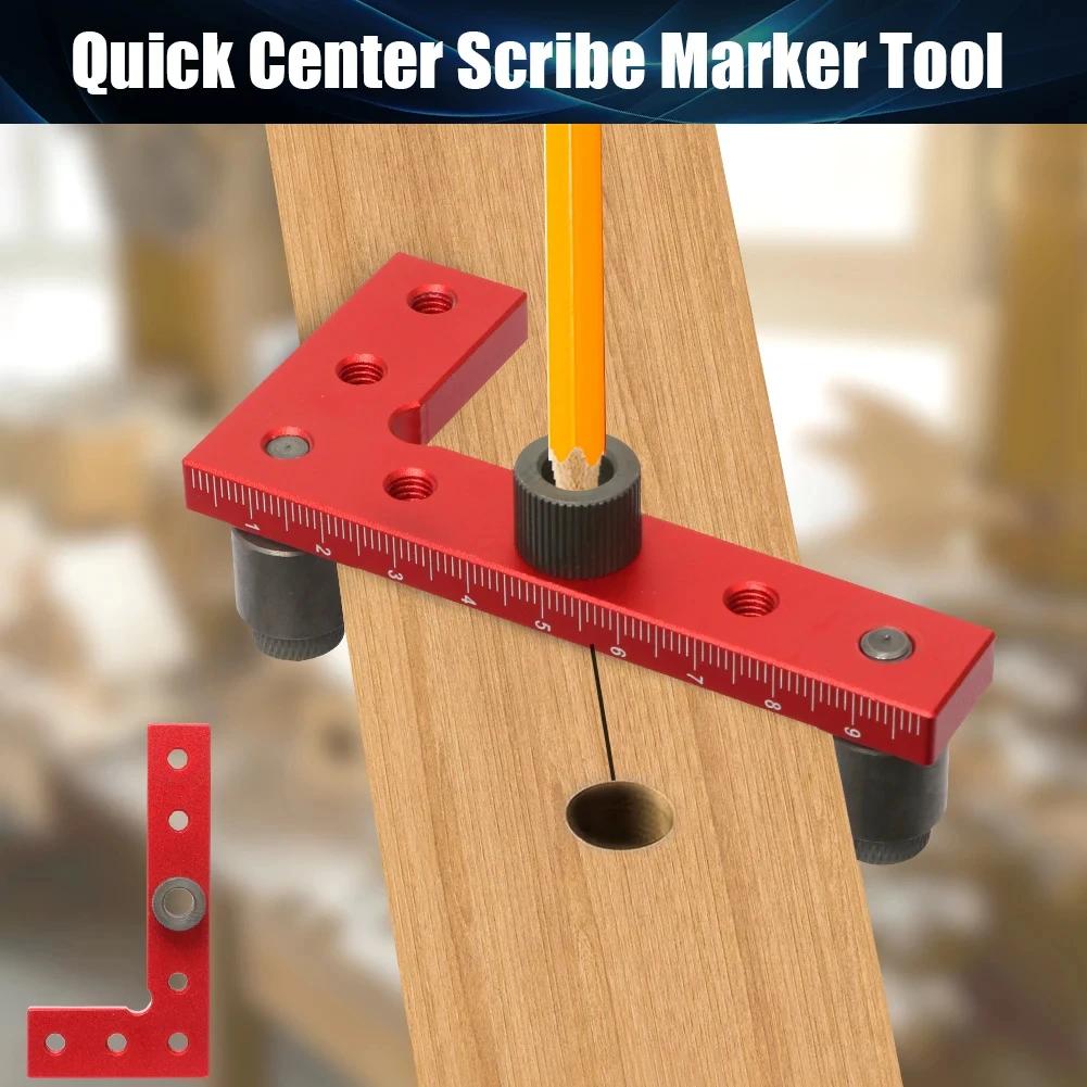 For Straight Holes Square Center Finder Tool Square, 2-10mm Dowel Jig Self-Centering Line Scriber Woodworking Tools, Drill Guide