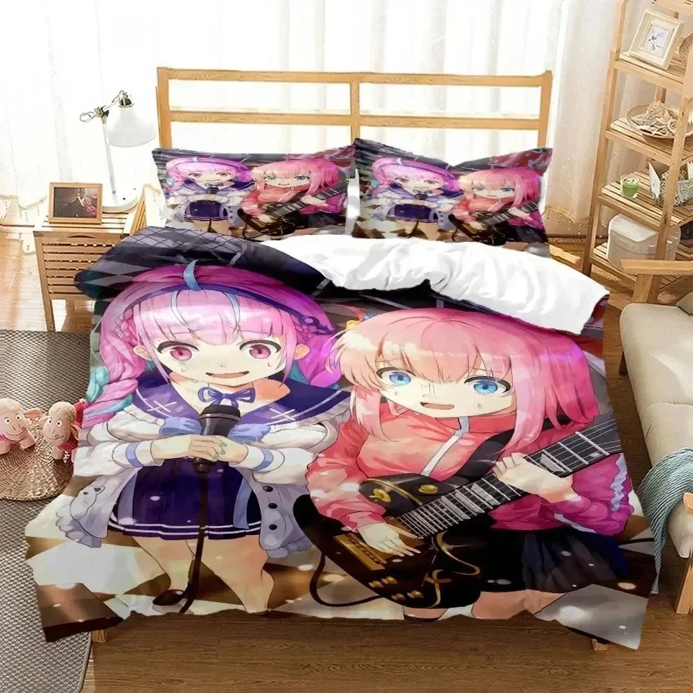 

Anime Bocchi the Rock Bedding Set Printed Bed Set With Pillowcase Duvet Cover Soft Queen King Size Bedclothes Home Kids Adult