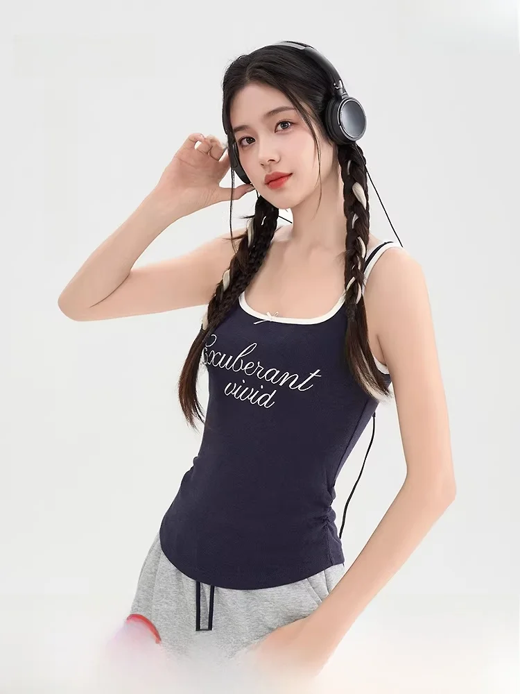 Tee Happin Strap Vest Donna Primavera New Sle Slim Fit ort Abbigliamento interno Capispalla Miscela di cotone Stretch Casual Top