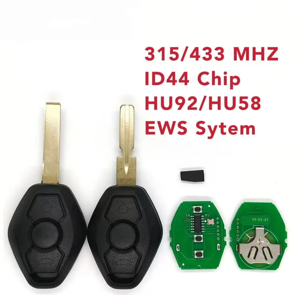 BMW EWS System ID44Chip for BMW Remote Car Key  Keyless 315/433MHz Compatible with E38 E39 E46 X3 X5 Z3 Z4 with Battery car key