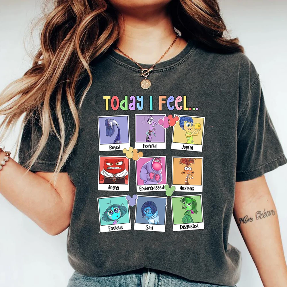 

Inside Out 2 Today I Feel All The Feels Tshirt Mental Health Shirt Inclusion Speech Therapy BCBA Tee Women Cute Short Sleeve Top