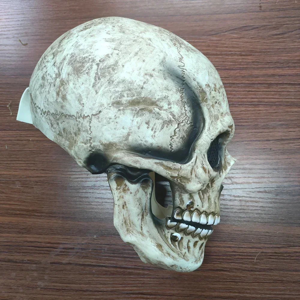 Halloween Full Head Skull Mask Carnival Adults Realistc Anonymous Moveable Mouth Jaw Anime Horror Helmet Skeleton Headgear Masks