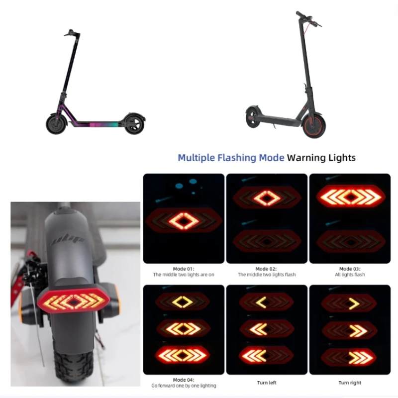 Metal turn signal rear fender board scooter fitting fits the Xiaomi M365 Pro/ pro21s Lite with clear direction lights