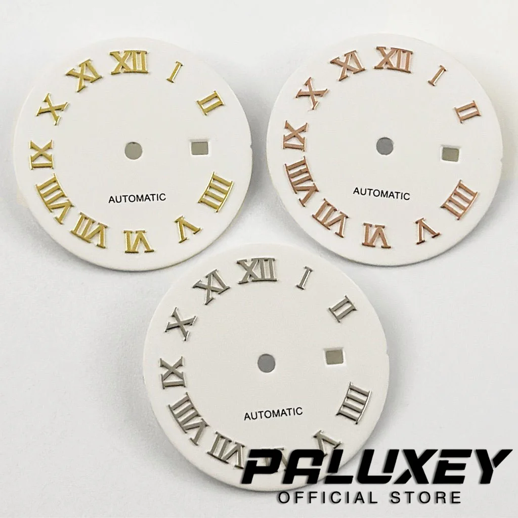 Quadrante dell'orologio da 24,5 mm Sunburst Numero romano Indice Calendario singolo con datario Quadranti per movimento NH05 NH06 Sostituisci gli accessori