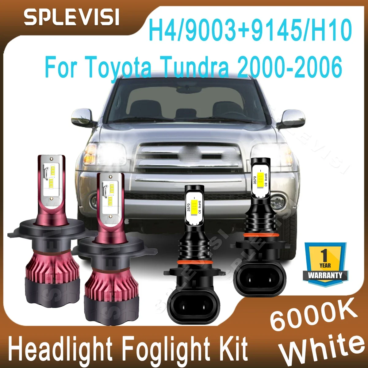 

Brand New CSP Chips LED Car Light For Toyota Tundra 2000 2001 2002 2003 2004 2005 2006 High Low Beam Foglight 9003/H4+9145/H10