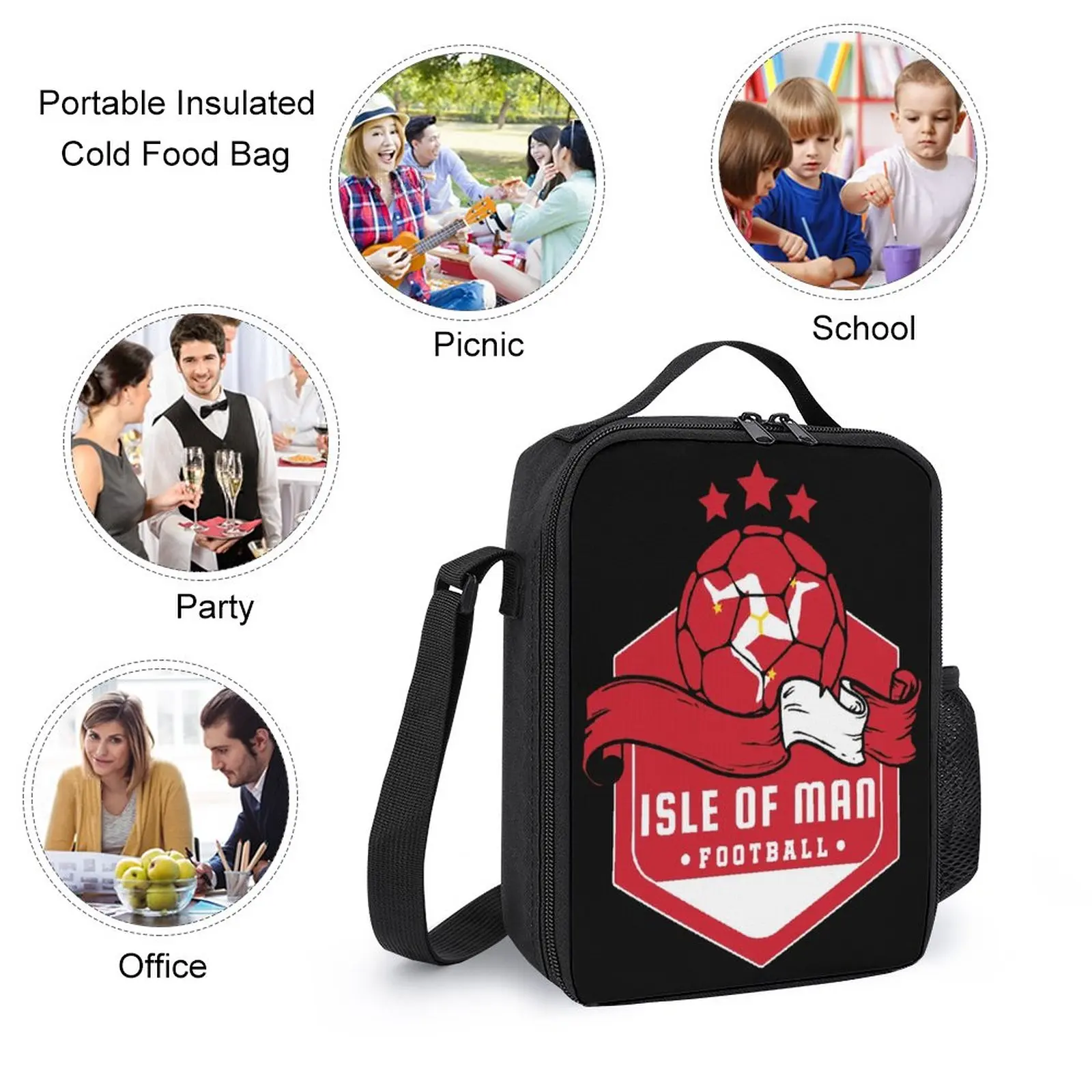 3 in 1 Set 17 Inch Backpack Lunch Bag Pen Bag Isle Of Man Football Poster For Sale Secure Knapsack Comfortable Sports Activities