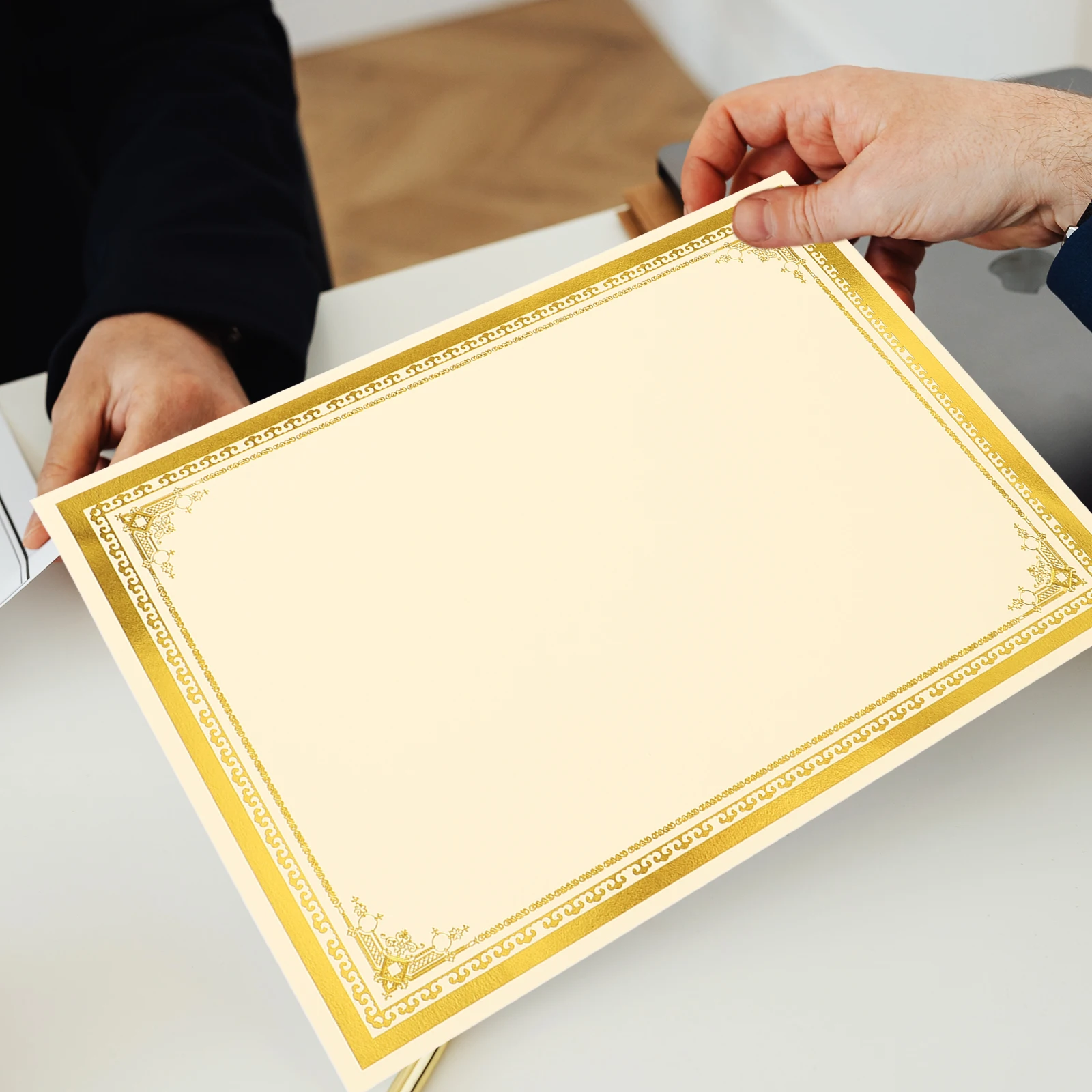 

10 Sheets A4 210x297mm Gold Border Blank Diploma Certificate Paper Inner Pages Vintage Cardstock Printable Documents