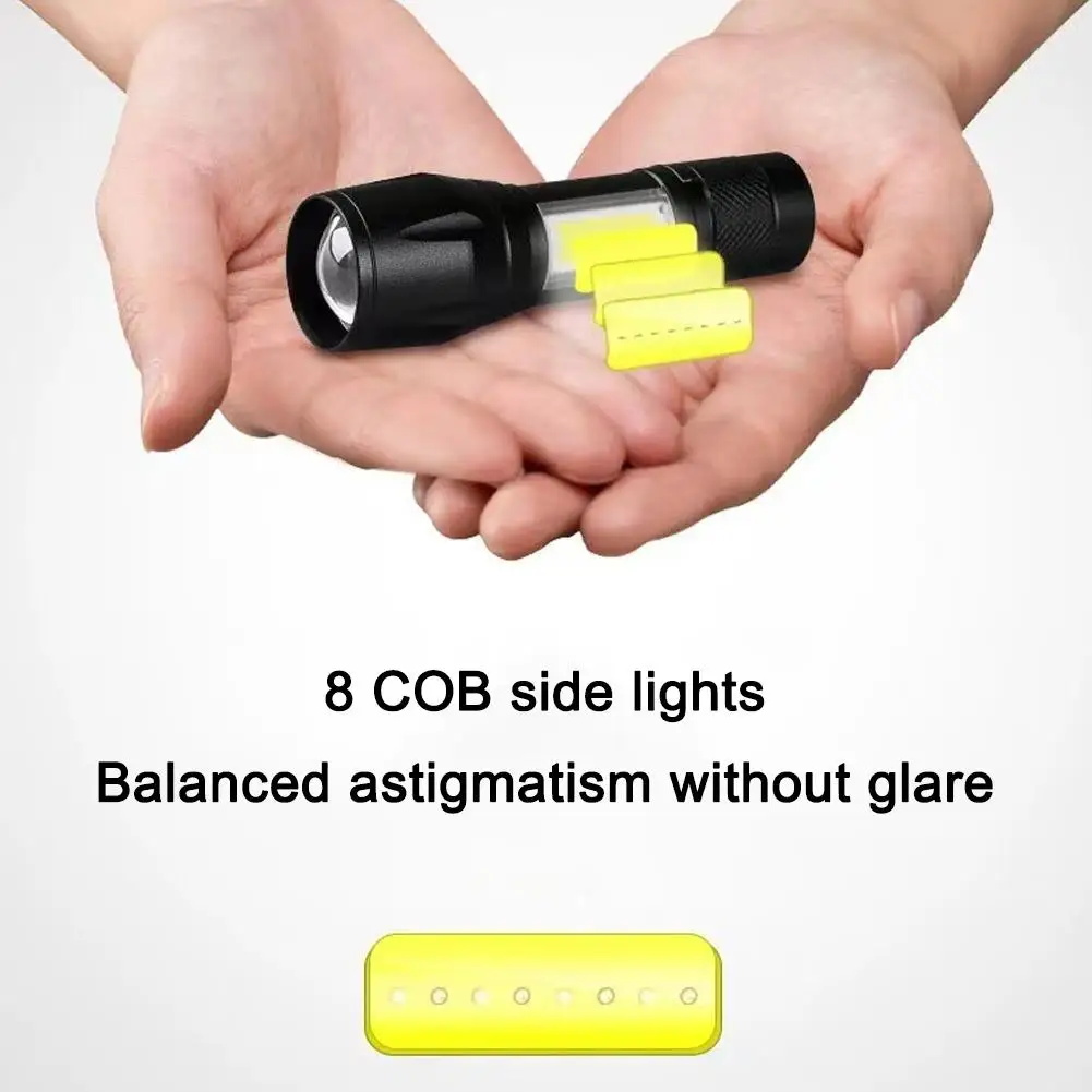 Мини-светодиодный перезаряжаемый фонарик COB + XPE масштабируемый фонарь 3-режимный фонарик со встроенной батареей уличный аварийный фонарь для кемпинга
