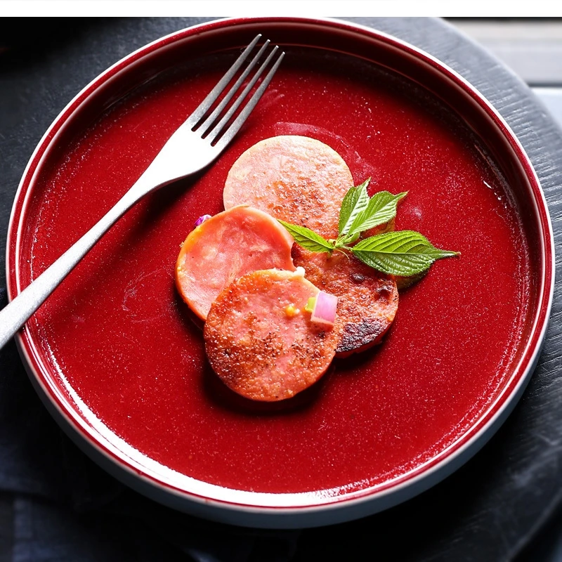 

Ceramic tableware restaurant steak pasta flat plates household hotel round