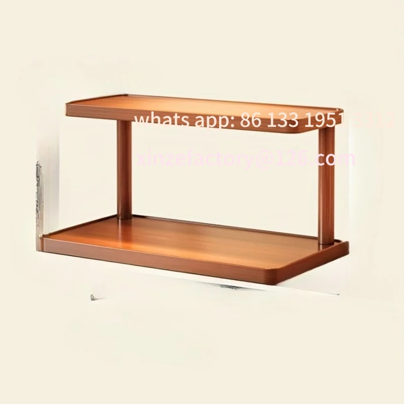 

Customizable Versatile 2-Tier Wooden Storage Rack for Kitchen & Tea Room - Countertop Organizer with Decorative Handles, Ideal f