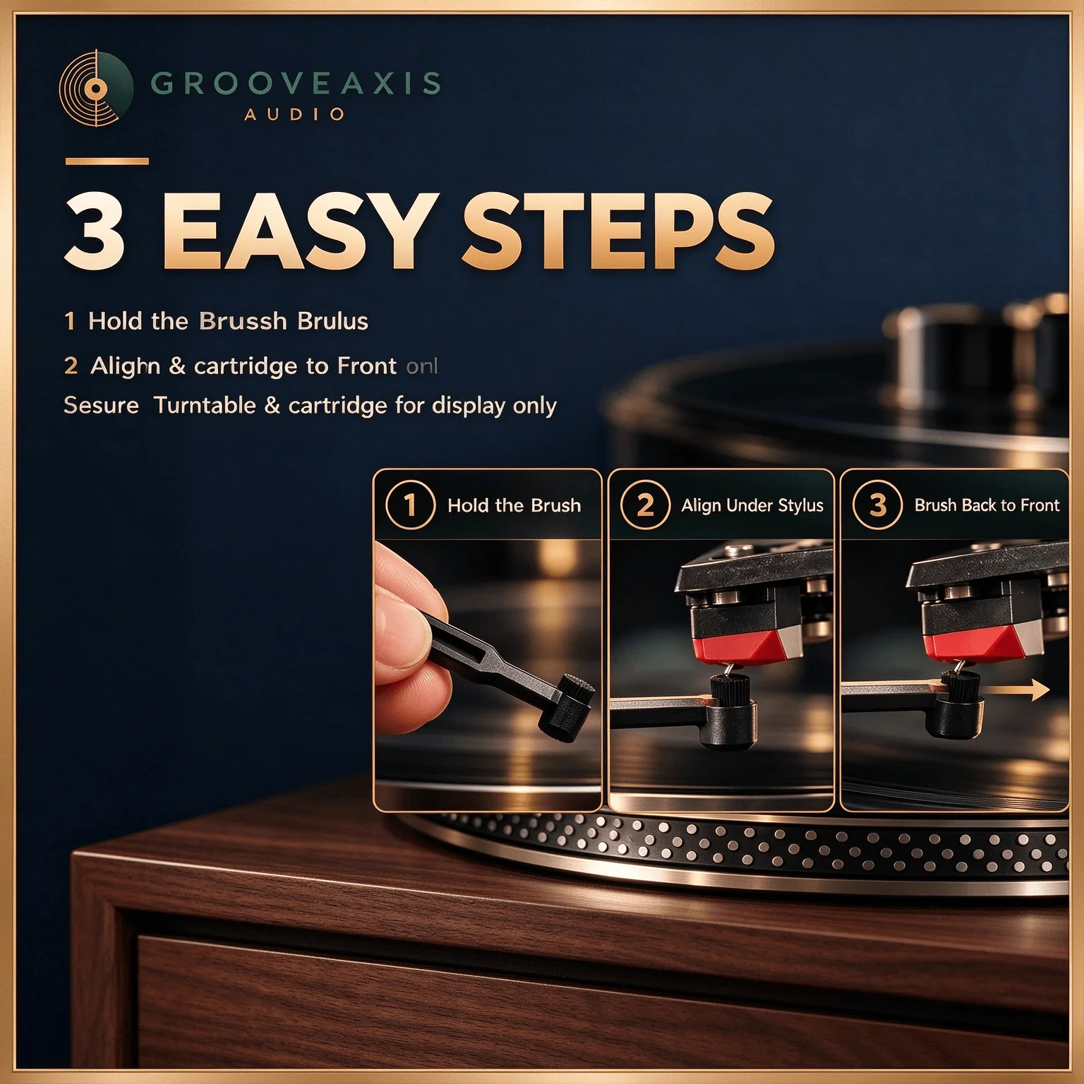Needle Cleaning Tool GROOVEAXIS 59mm Gentle Bristle Stylus Brush Turntable Cartridge Dust Remover for Vinyl LP Player