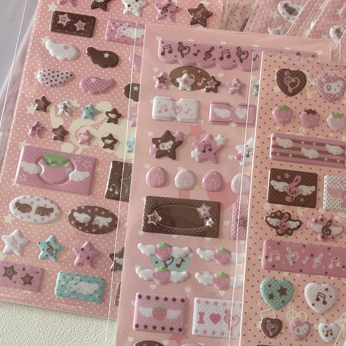 Ins estilo doce rosa série morango estrela flash filme goo cartão adesivos estilo coreano caso de telefone adesivos decorativos