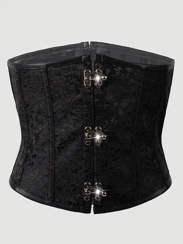Sexy Leather Tight Corset Jacquard Waist Cincher Bust Support Shapewear New Lace-up Court Casaul Elegant Style Corset B8RO