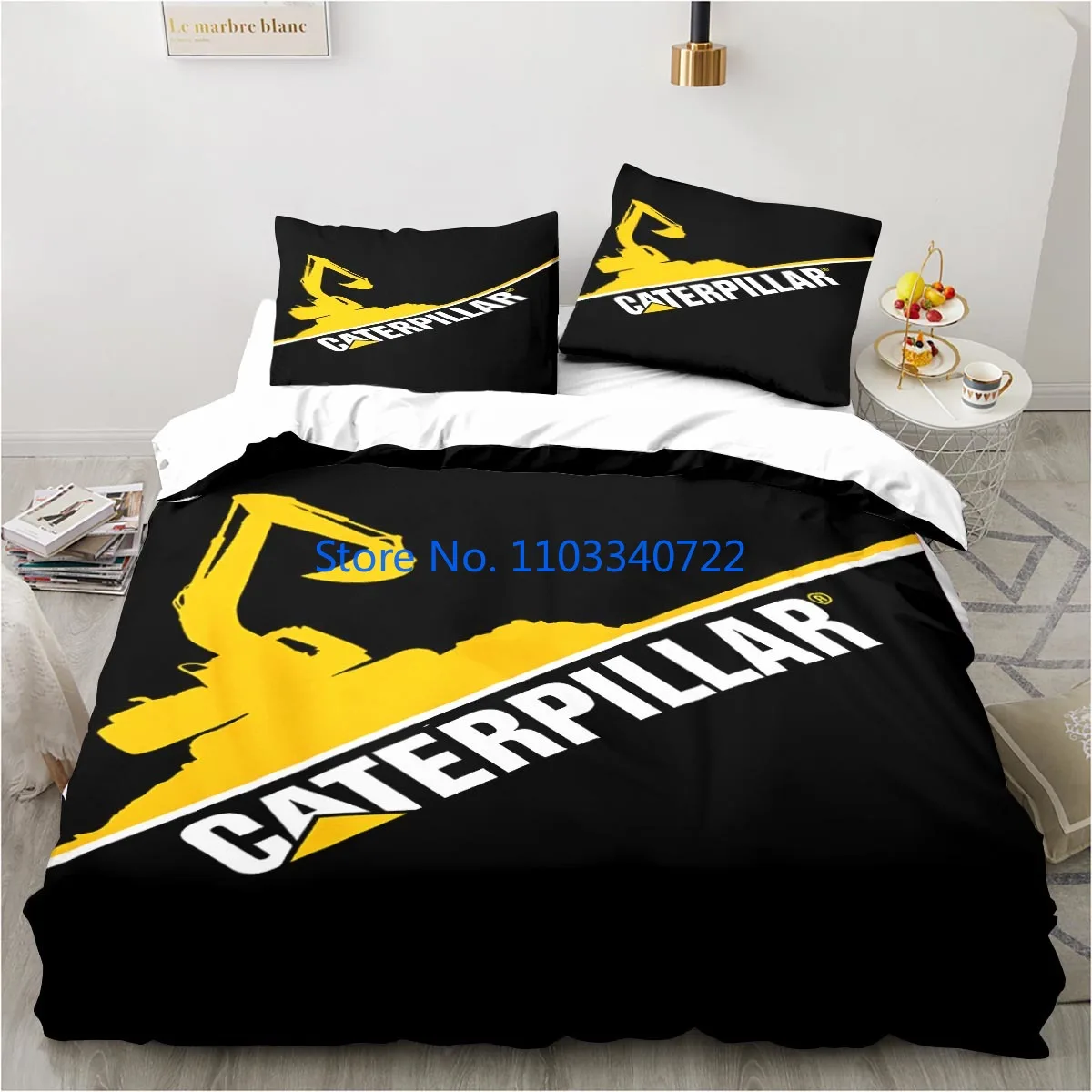 Caterpillar CAT Bedding Set Excavator Sheet King Child Bedding  Duvet Cover Set 3D Print Comforter Cover Bedclothes Sets Decor