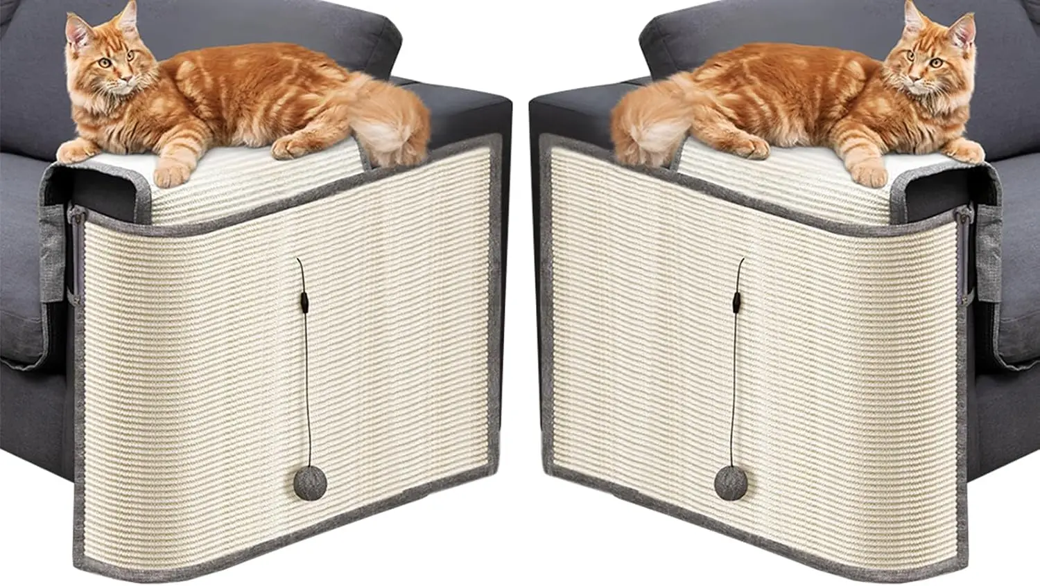 

Natural Sisal Couch Protector with 2 Balls, Cat Scratcher to Save Furniture from Scratching