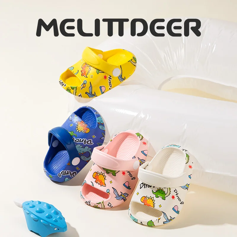 

MELITTDEER Kids Sandals - Soft Sole, Print Dinosaur Design for Boys and Girls, Indoor and Outdoor Use, Kids Slip-on Shoes