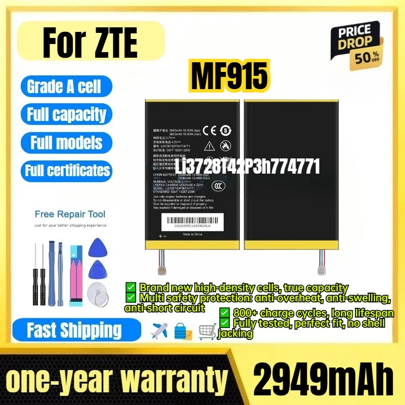 Li3728T42P3h774771 for ZTE MF915  Battery 0 Cycle High Quality High Capacity Battery Replacement Bateria Grade A Cell with Tools