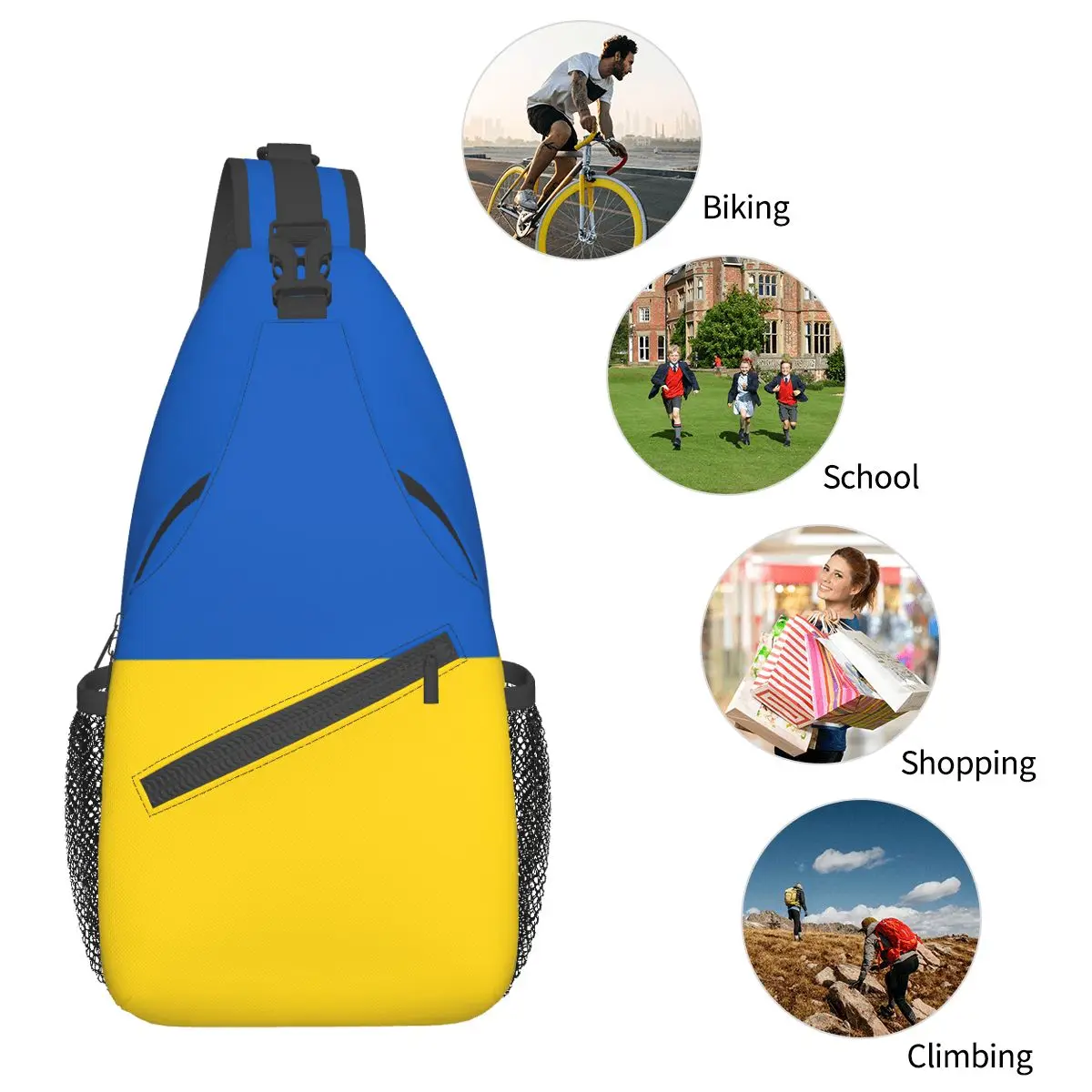 علم أوكرانيا الأوكرانية Crossbody الرافعة حقيبة كول الصدر حقيبة الكتف حقيبة Daypack للسفر التنزه الدراجات حقيبة