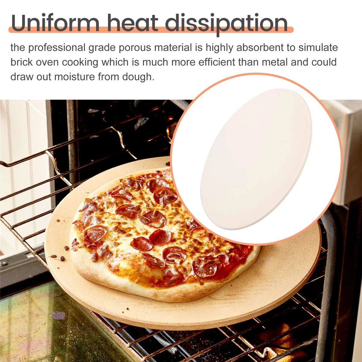 12Inch Ceramic Pizza Stone Pizza Baking Stone/ Pan, Perfect for Grill and Oven - Thermal Resistant, Durable and Safe