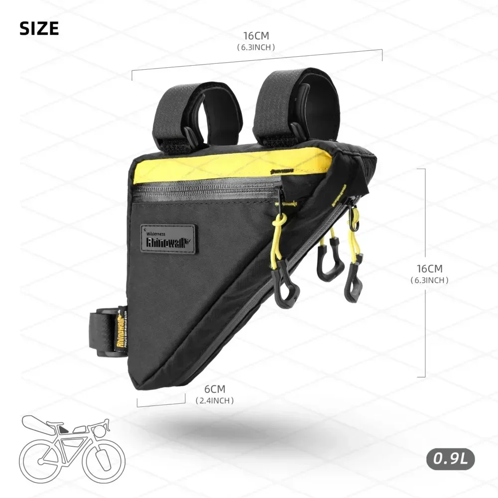 Rhinowalk Bike Bottom Tube Bag Rain-proof 0.9 L Bicycle Frame Bag Bike Triangle Bag Bikepack Travel Luggage Storage Cycling Bag