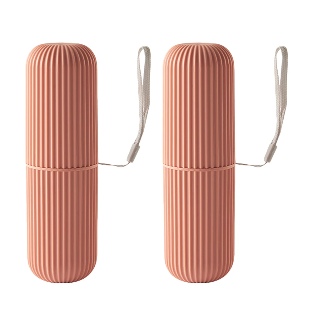 

2 pcs Toothbrush Box Durable Plastic Hanging Design Travel Organizer School Office Storage Multifunction Container Portable