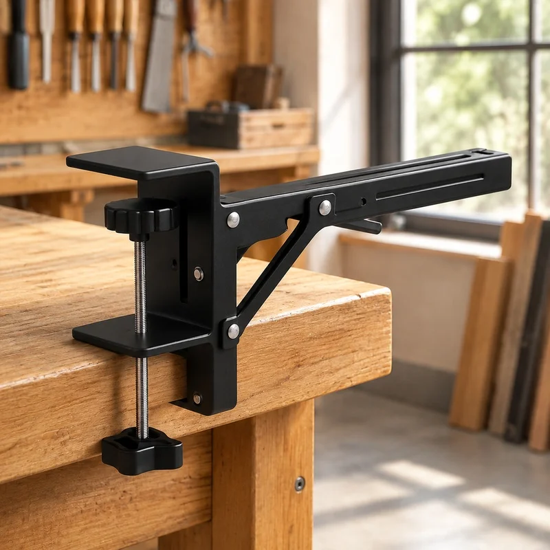 Pair of Heavy-Duty Fold-Up Triangle Steel Supports for Wall Shelving and Table Mounting