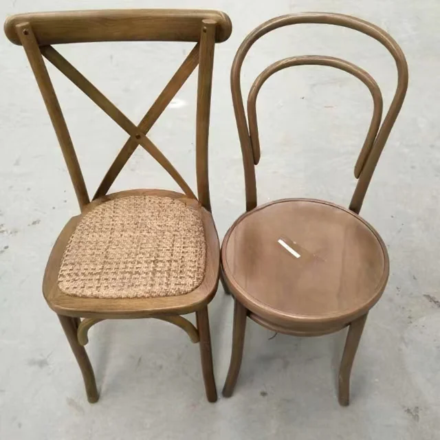 modern home furniture high back soild armless bentwood wood wooden crossback chairs with rattan seat  for events