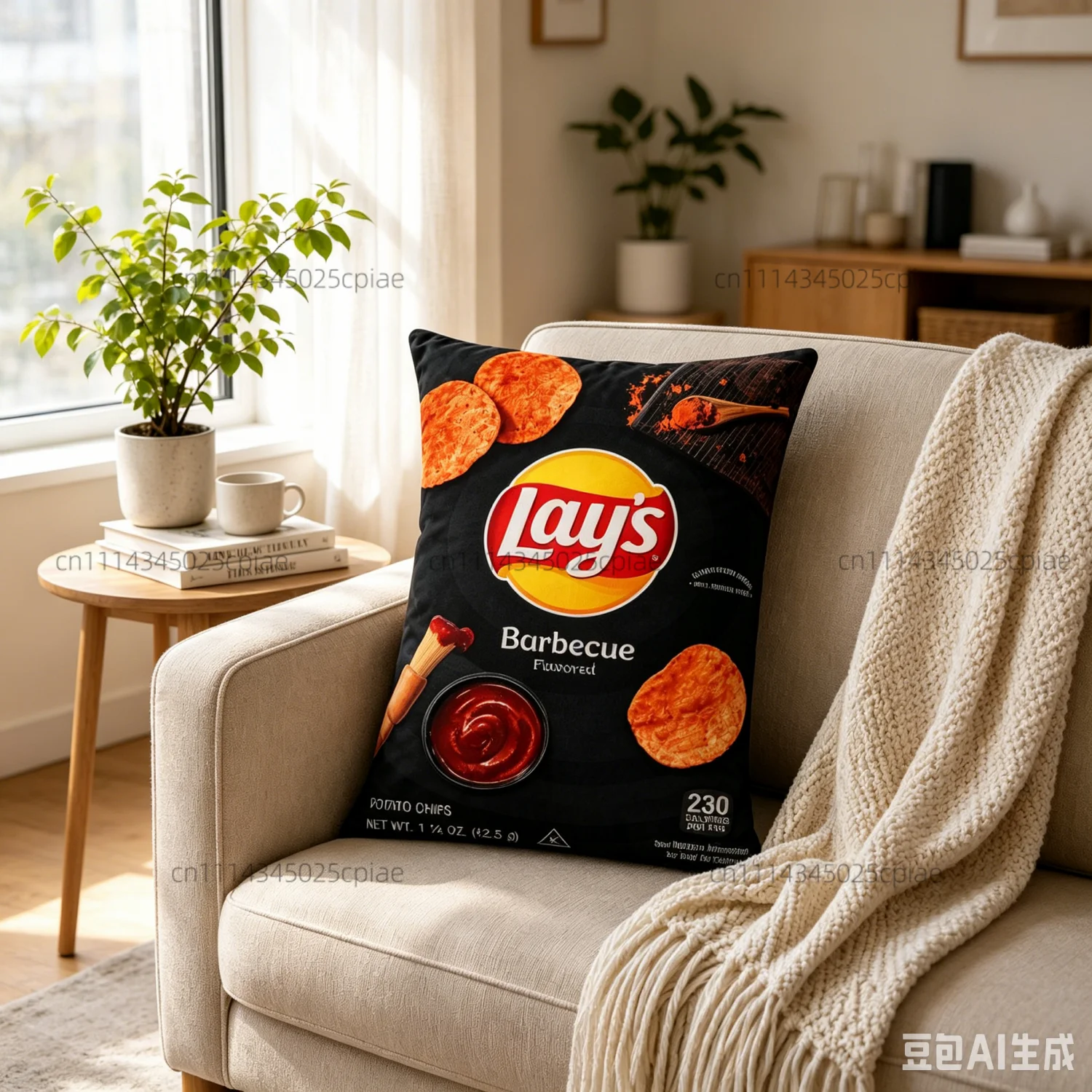 Funda de cojín divertida y única con diseño de patatas fritas Lay's, funda de almohada para sofá de dormitorio, funda de almohada para asiento de coche u oficina, 40 x 60 cm.
