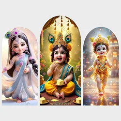 Arch India Little Krishna and Little Radha Background Girl Birthday Party Backdrop Polyester Arch Banner Photography Props