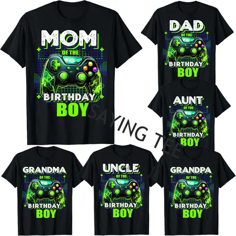 Grandma,Grandpa Aunt,Uncle,Dad,Mom of The Birthday Boy Family Matching Video Game Birthday Party T-Shirt Cool Gamer Graphic Tees