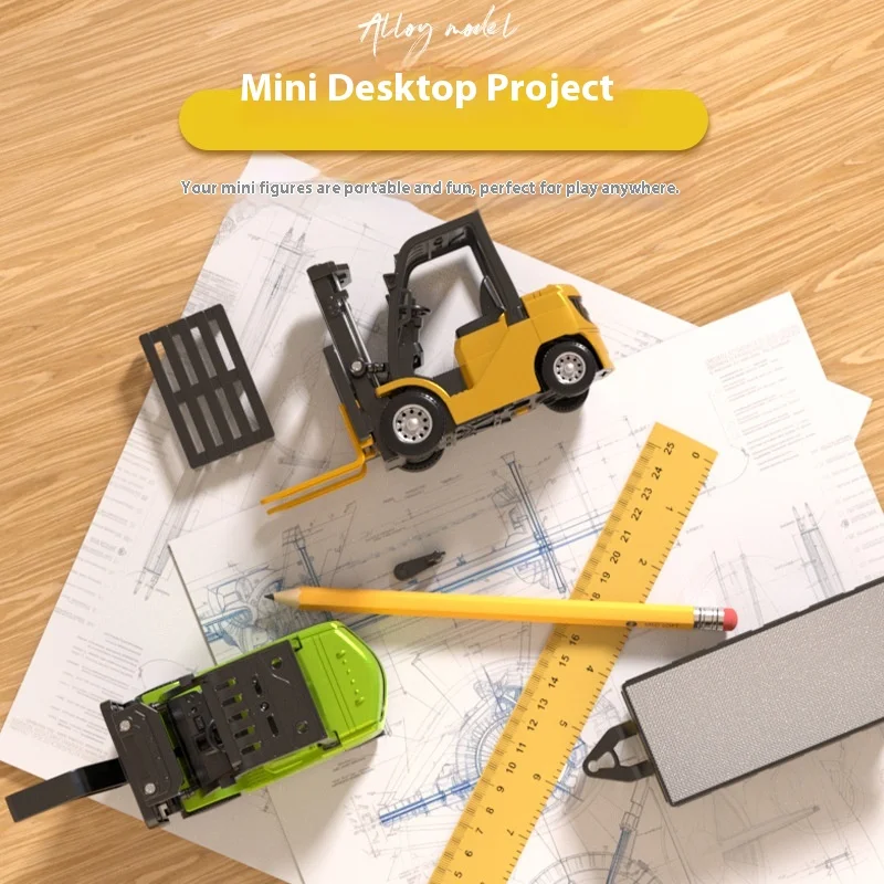 Nova cor dupla 1:64 mini empilhadeira liga verde simulação controle remoto 2.4g reboque engenharia veículo controle mini brinquedo
