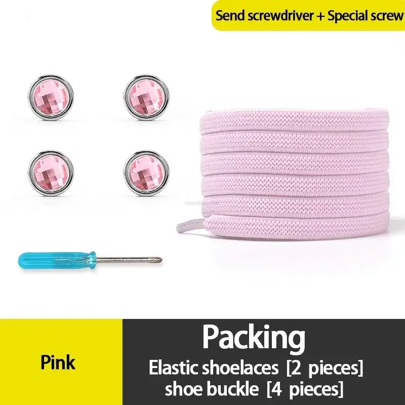 Runde Strass-Schnalle Elastische Schnürsenkel für Sneaker Bunte Diamant-Verschluss Flache Schnürsenkel Ohne Binden für Kinder und Erwachsene – Detail 18