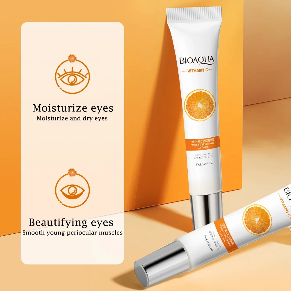 BIOAQUA-Crema para ojos con vitamina C, eliminador de ojeras, hidratante, ilumina los ojos, contorno, antiarrugas, antienvejecimiento, cuidado de la piel