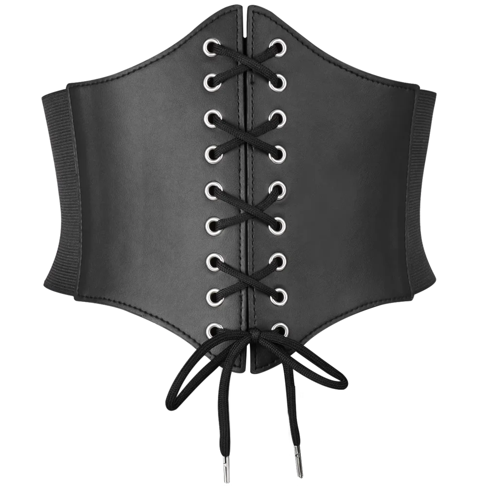 Mode super brede korset riem bandage elastische hoge taille pu lederen gordel bustier korset dames