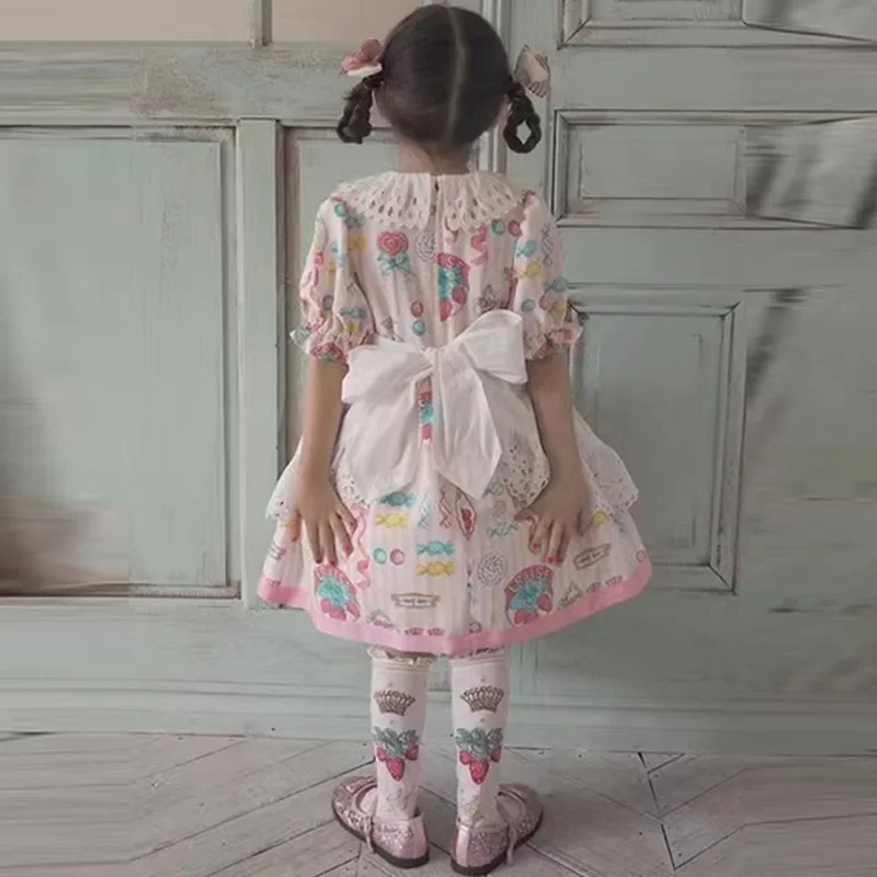 2024 Summer Tide Brand Children's Clothing Lollipop Pattern Cotton Children's Dress