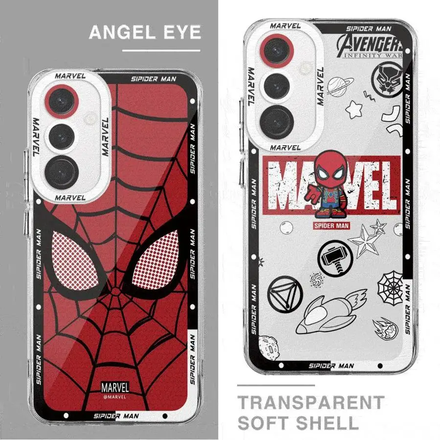 Marvel Sipider Man Cover Phone Case for Samsung Galaxy A15 A73 A72 A53 A52 A42 A32 A23 A22 A24 A13 4G A12 A11 Clear Soft